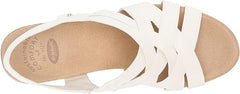 Dr. Scholl's Everlasting White Smooth Open Toe Slingback Wedge Espadrille Sandal