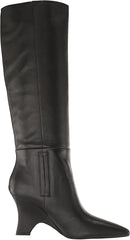 Sam Edelman Vance Black Leather Pointed Toe Kitten Heel Knee High Fashion Boots
