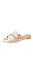 Cape Robbin Enny Gold Slip On Closed Pointed Toe Embellishment Detailed Sandal