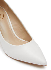 Sam Edelman Jordyn White Emblem Detail Slip On Pointed Toe Wrapped Heel Pumps