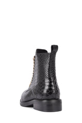 Jeffrey Campbell DAMON-Z Black Snake Gold Chain Combat Ankle Boots Dress Bootie