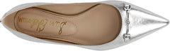 Sam Edelman Nori Silver Leather Pointed Toe Chain Detailed Slip On Ballet Flats