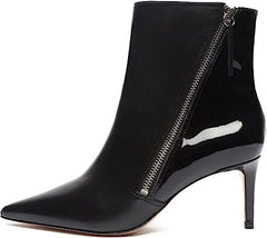 Schutz Cinema Black Side Zipper Pointed Toe Stiletto Kitten Heel Ankle Boots
