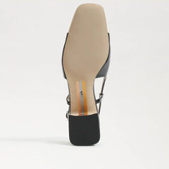 Sam Edelman Tarra Black/White Almond Toe Block Heel Slingback Heeled Sandals