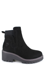 ROCK AND CANDY Lug Black Fashion Chunky Pull On Rounded Toe Ankle Boots