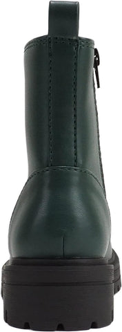 Soda Firm Forest PU Lace Up Rounded Toe Chunky Platform Combat Ankle Boots