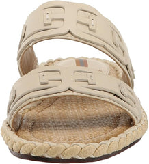 Sam Edelman Tatum Modern Ivory Open Toe Double Strap Slip On Flat Slides Sandals