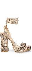Steve Madden Waverley Tan Snake Ankle Strap Rounded Open Toe Platform Sandals