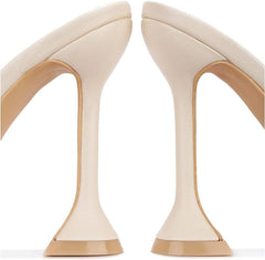 Cape Robbin Lithe Off White Sexy High Spool Heel Open Squared Toe Slip On Pumps