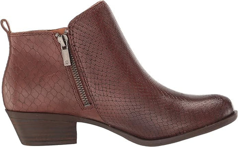 Lucky Brand Basel Roasted Elon Besos Almond Toe Ankle Block Low Heel Zipper Boots 8