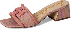 Sam Edelman Waylon Pink Lily Slip On Squared Open Toe Mule Block Heeled Sandals