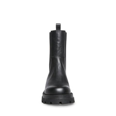 Steve Madden Explorer Black Leather Pull On Rounded Closed Toe Fashion Boot