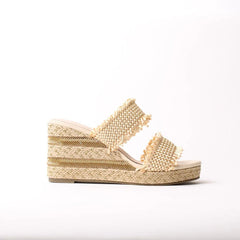 Cecelia New York Lady Platform Women Slip On Open Toe Heel Wedges Sandals