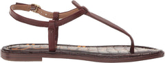 Sam Edelman Gigi Maple Bourbon Embossed Open Toe Ankle Strap Flats Sandals