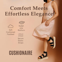 CUSHIONAIRE Mandy Wedge Sandals for Women Strappy Platform Sandals with Arch Support, Cute Summer Espadrille-Style Platform Dressy Slip-On