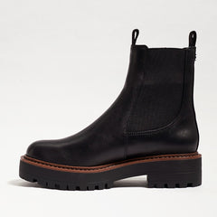 Sam Edelman Laguna Black Leather Chelsea Ankle Moto Rounded Toe Pull On Boot