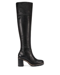 Vince Camuto Dasemma Black Leather Over The Knee Chunky Heel Leather Boots