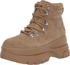 Steve Madden Husky Tan Suede Round-toe Platform Sneakers Ankle Boot