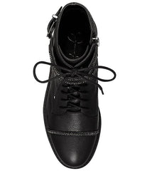 Jessica Simpson Karia Round toe Lace-up Buckled Wrap Strap Combat Boots Black