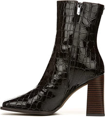Sam Edelman Ivette 2 Espresso Squared Toe Stacked Block Heel Leather Ankle Boots