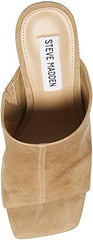 Steve Madden Lexia Tan Suede Slip On Squared Open Toe Chunky Heeled Sandals