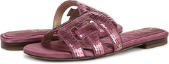 Sam Edelman Bay Elderberry Sequin Round Open Toe Slip On Leather Strap Sandals