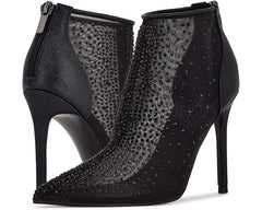 Nine West For Now P2 Black Mesh Pointed Toe Formal Pump Bootie Ankle Boots
