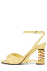 Jeffrey Campbell Sprung Yellow Gold Spring Heel HIgh Heel Ankle Strap Sandals