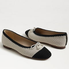 Sam Edelman Madison Modern Ivory/Black Squared Toe Slip On Casual Ballet Flats