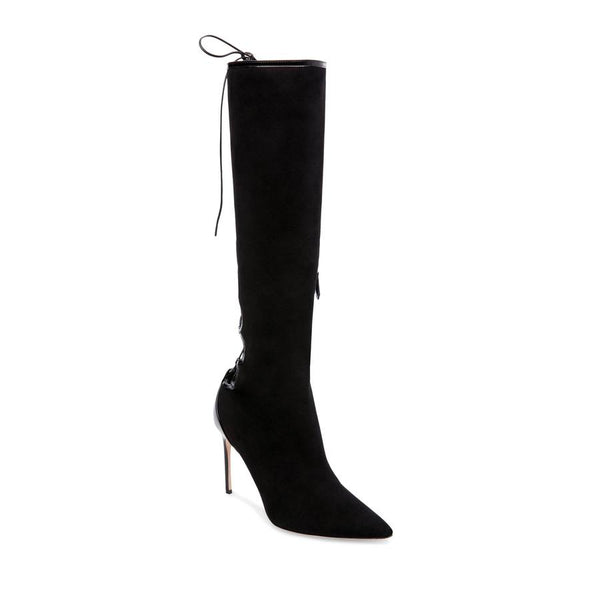 Brian Atwood VIXEN Lace Up Boot Black Suede KNee HIgh Dress Boots (38)
