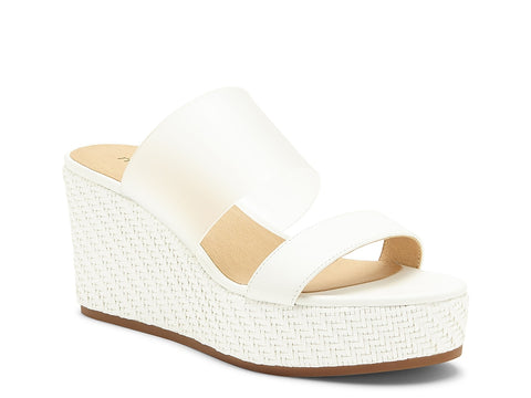 Lucky Brand Brindia White Clear Strappy Slip On Platform Wedge Fashion Sandals