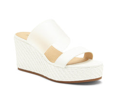 Lucky Brand Brindia White Clear Strappy Slip On Platform Wedge Fashion Sandals