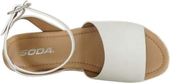 Soda Topic Off-White Espadrilles Ankle Strap Studded Open Toe Wedge Heel Sandals