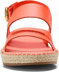 Cole Haan Cloudfeel Tilden Nasturtium Leather Slingback Open Toe Flat Sandals