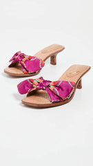 Sam Edelman Darcie Classic Orange Multi Square Open Toe Kitten Heel Slip On Mule