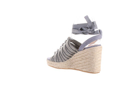 Cecelia New York Serena Off Denim Faded Jeans Espadrille Wedge Platform Sandals
