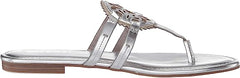 Circus By Sam Edelman Canyon Soft Silver Metallic Flower Style Thong Flat Sandals