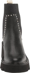 Dolce Vita Hoven Stud H2O Black Leather Pull On Rounded Toe Chunky Platform Boot