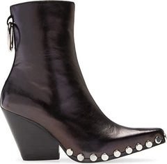 Jeffrey Campbell Walton-SR2 Black Metallic Silver Pointed Toe Block Heel Boots