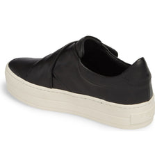J Slides Harper Black Leather Modern White Platform Fashion Sneaker Loafer