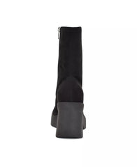 Nine West Gerri2 Black1 Suede Chunky Block Heel Squared Toe Ankle Platform Boots