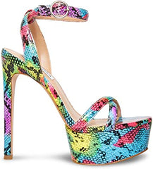 Steve Madden Marciana Bright Multi Ankle Strap Open Toe High Heel Sandals