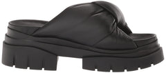 Ash Shilo Black Knotted Strap Slip On Open Squared Toe Block Heel Plaform Sandal
