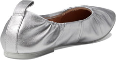 Cole Haan York Soft Silver Metallic Leather Rounded Toe Slip On Ballet Flats