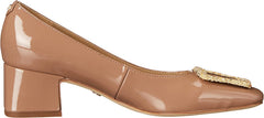 Sam Edelman Thalia Soft Taupe Block Heel Squared Toe Buckle Accent Slip On Pumps