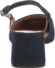 Sam Edelman Tarra Hudson Navy/Black Almond Toe Block Heel Slingback Sandals