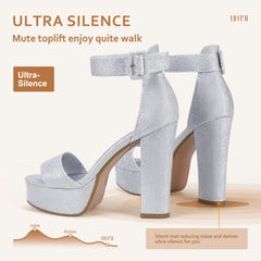 IDIFU Sabrina Platform High Heels Block Ankle Strap Heels Dress Heeled Sandals 8