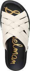 Sam Edelman Vaugn Modern Ivory Strappy Slip On Open Toe Slides Flats Sandals