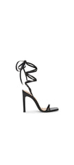 Steve Madden Uplift Black Leather Tie Up Square Toe Ankle Wrap Dress Sandal