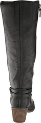 Dr. Scholl's Liberate Black Synthetic Almond Toe Stacked Heel Knee High Boots